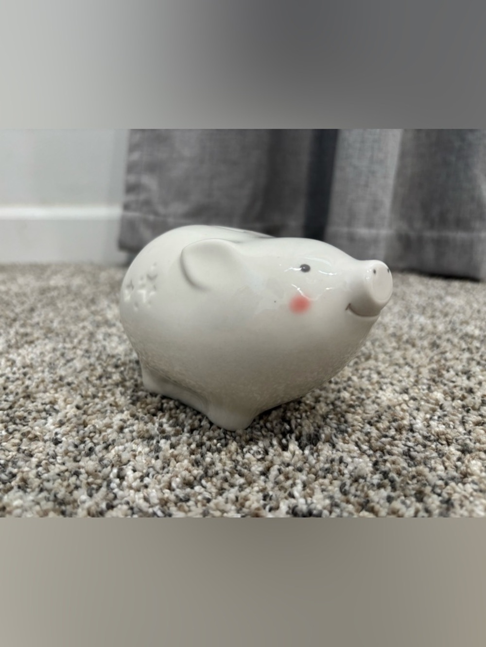 Ceramic White Piggy Bank with Blush Cheeks & Stars Nursery 1st Piggy Bank